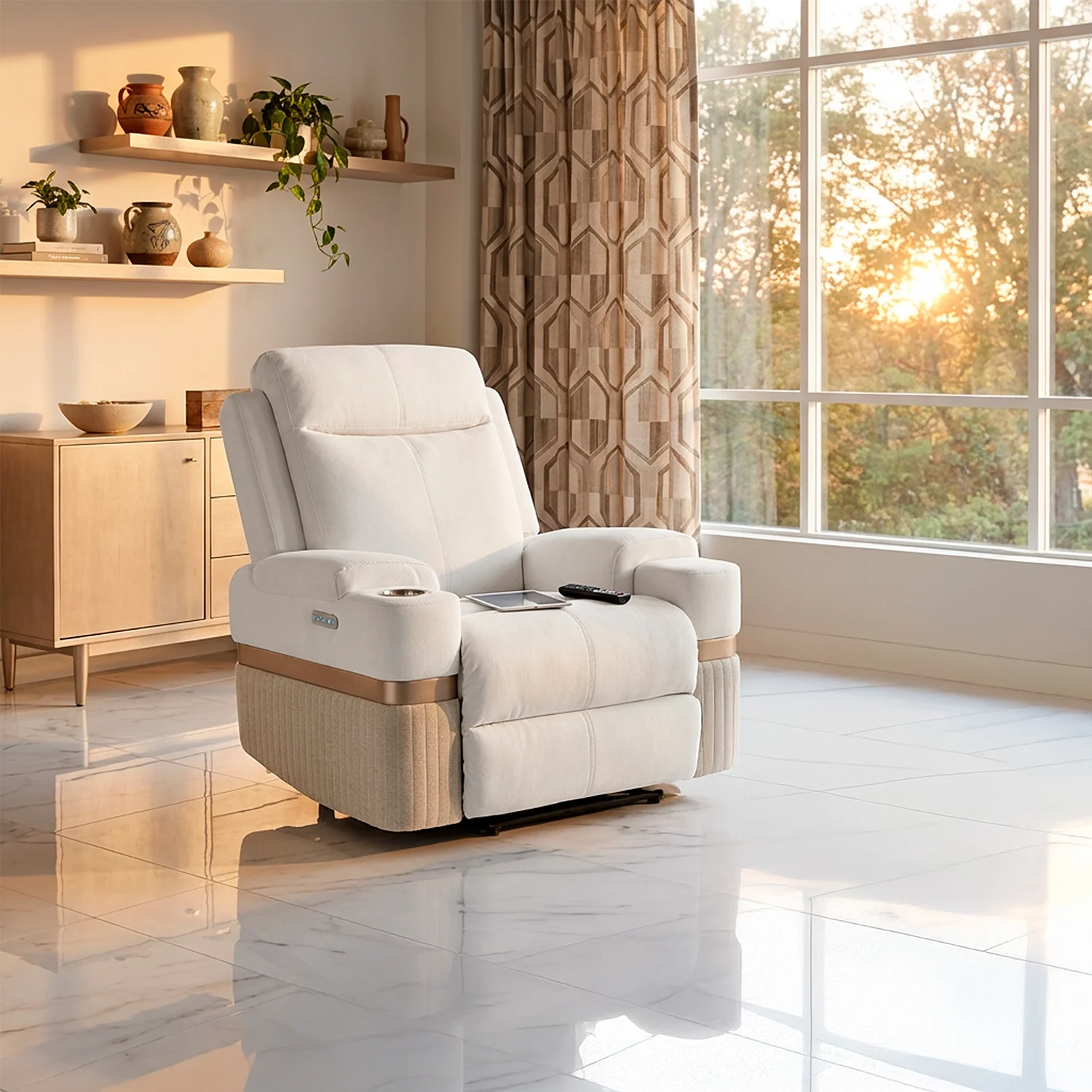 Silla Reclinable Dior Eurolino Blanco Puro, Champaña Eléctrica - Image 2