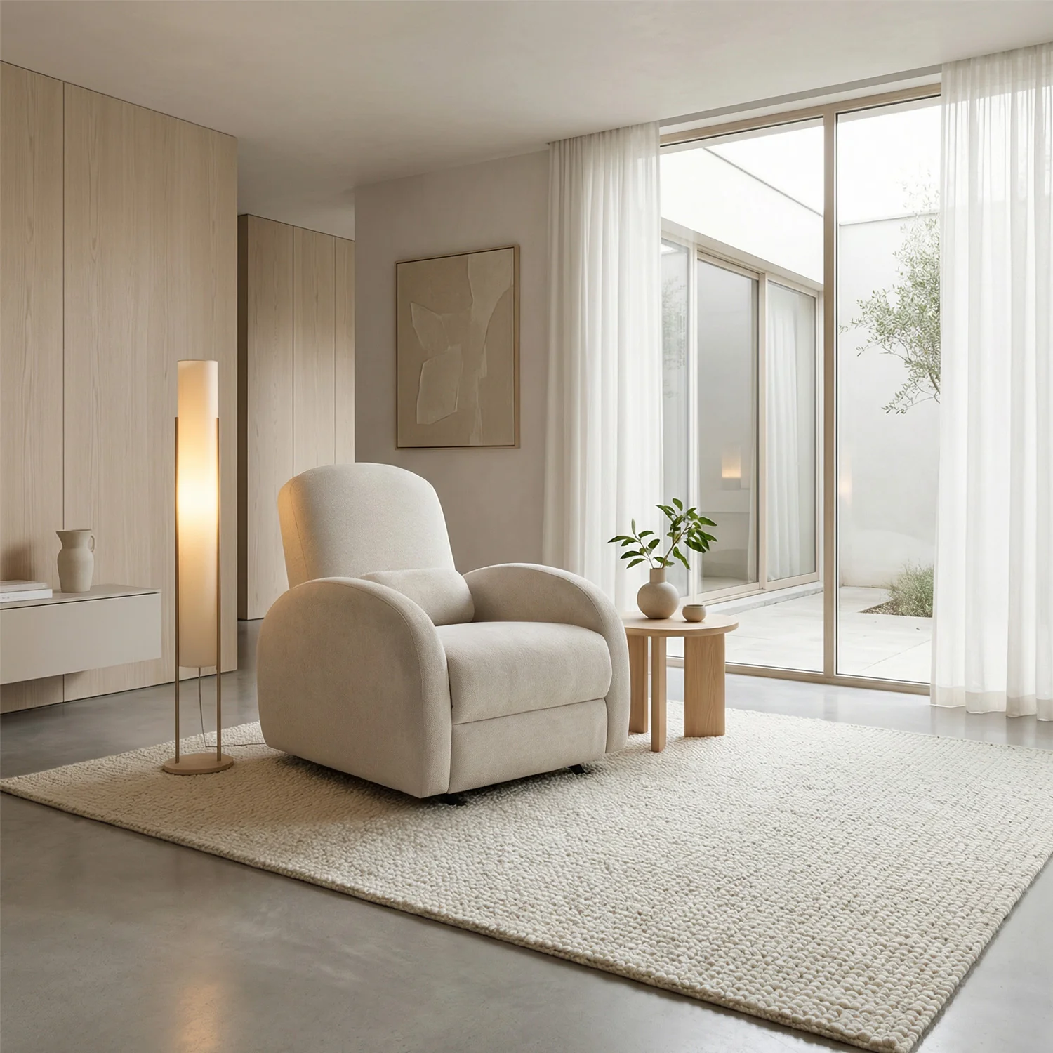 Silla Reclinable Ellis Chenille Touch Almendra Mecedora - Image 2