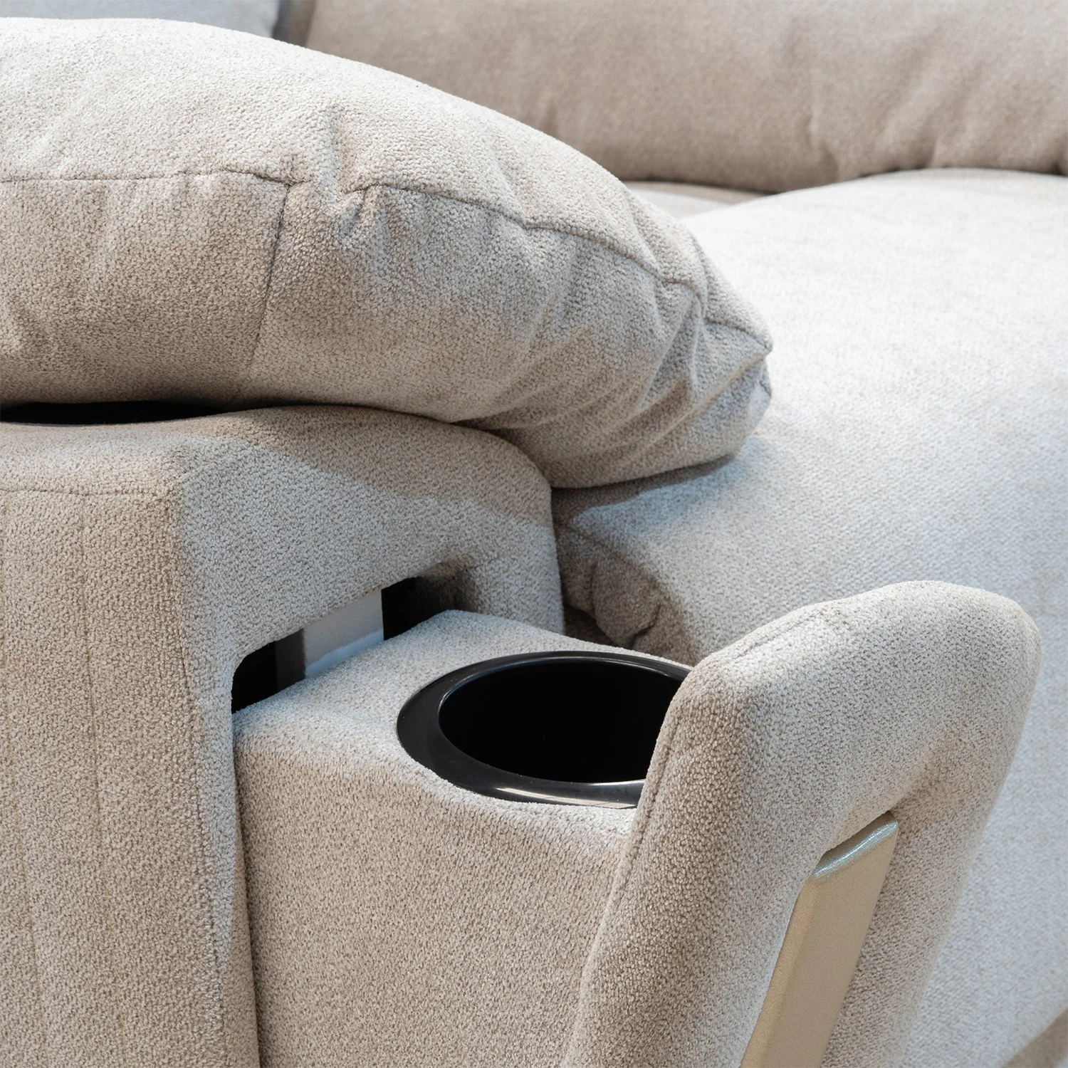 Sillón Reclinable Dinna Chenille Impetu Beige, Champaña - Image 6