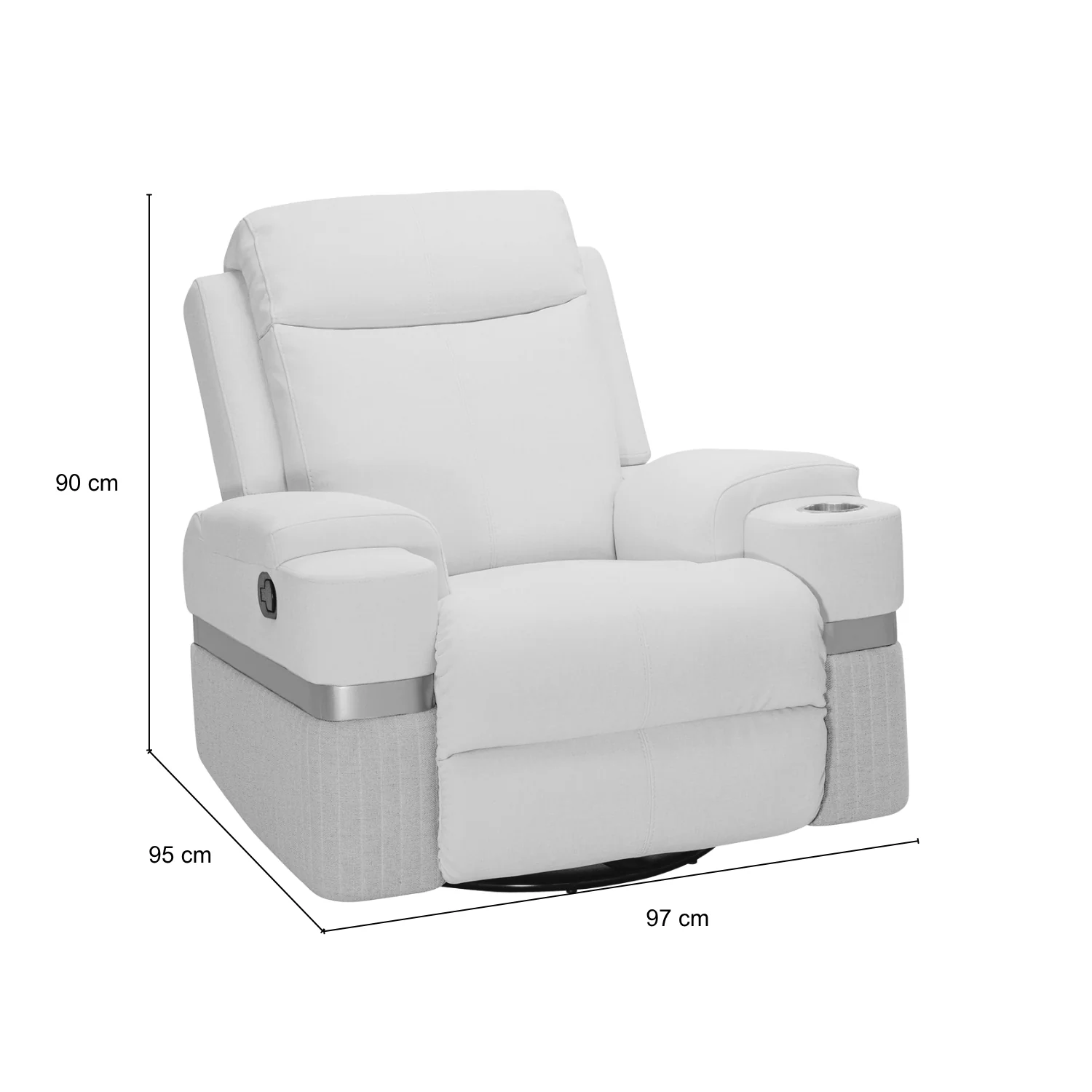Sillón Reclinable Dior Chenille Touch Almendra, Beige, Mecedora Giratoria, Champaña - Image 8