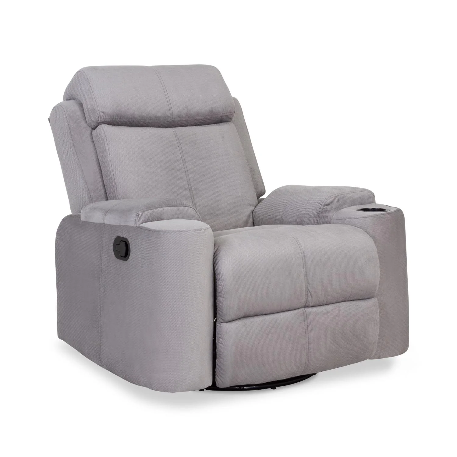 Sillón Reclinable Mecedora Giratoria Delta Microfibra Poland Gris - Image 5
