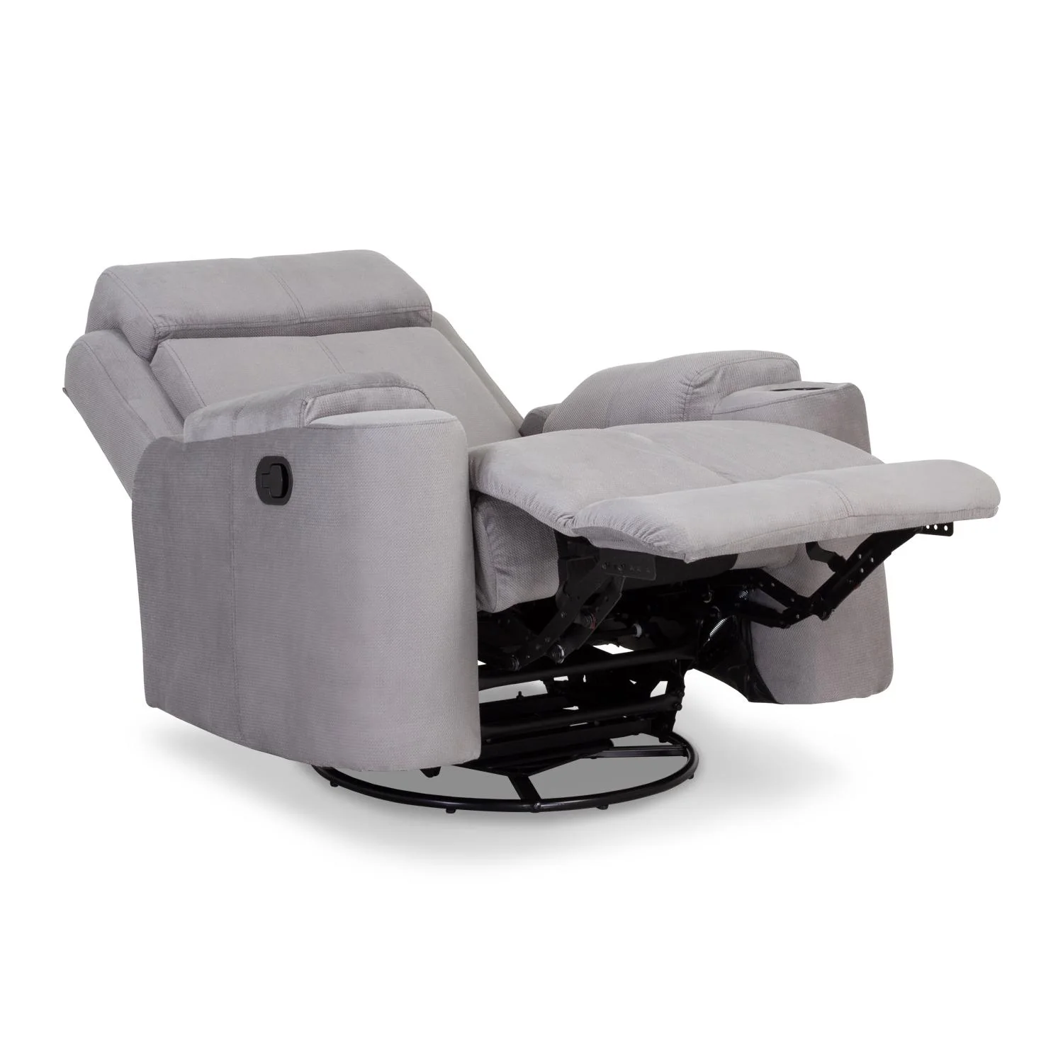 Sillón Reclinable Mecedora Giratoria Delta Microfibra Poland Gris - Image 7