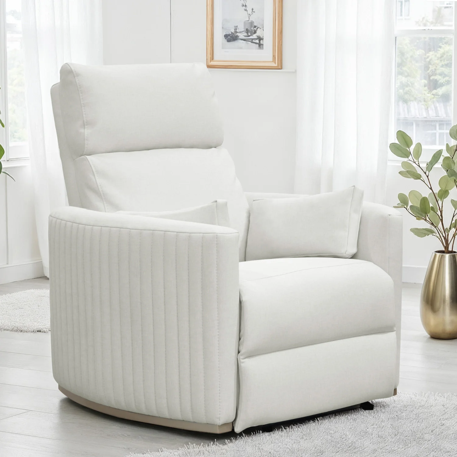 Sillón Reclinable Minoti Eurolino Blanco Puro, Champaña - Image 2