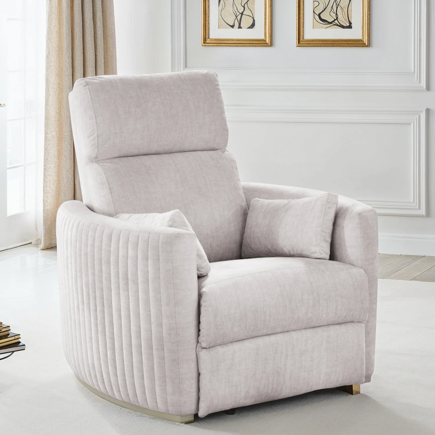 Sillón Reclinable Minoti Velvet Atlas Marmol, Champaña - Image 2