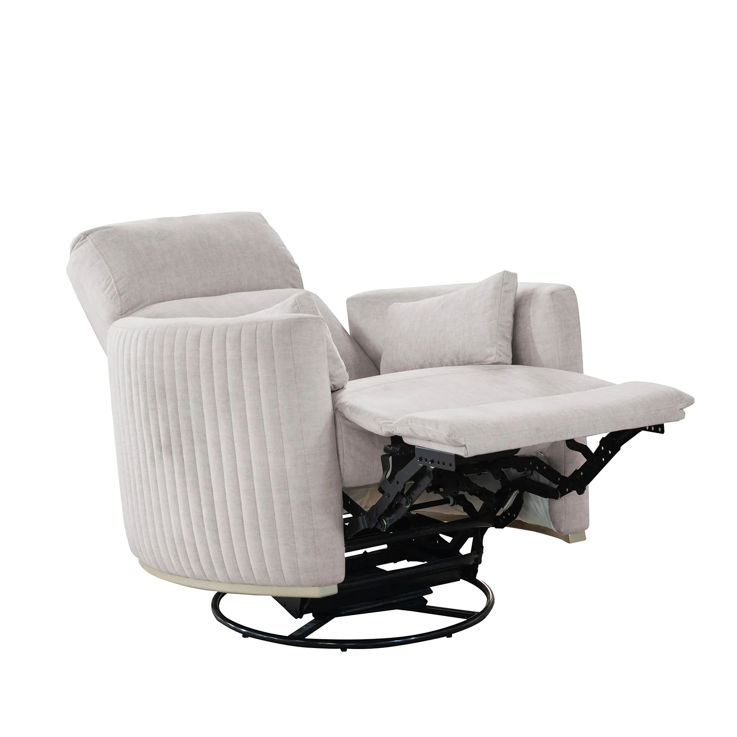 Sillón Reclinable Minoti Velvet Atlas Marmol Mecedora Giratoria, Champaña - Image 3