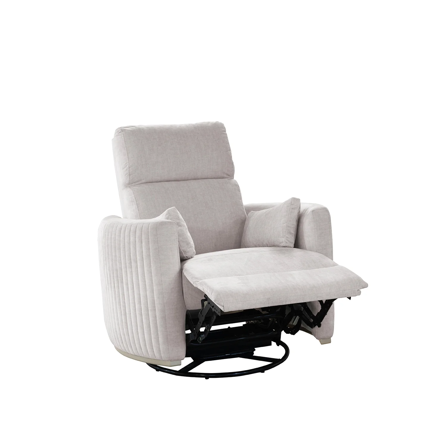Sillón Reclinable Minoti Velvet Atlas Marmol Mecedora Giratoria, Champaña - Image 4