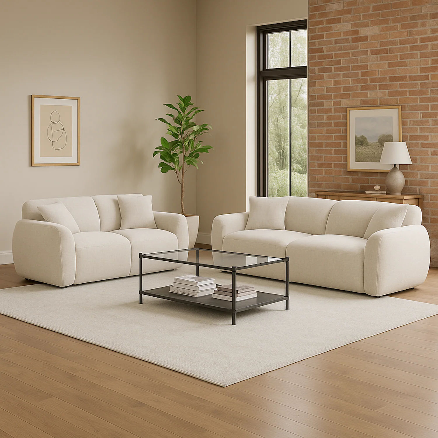 Sofa 2 Puestos Aurora Chenille Beige - Image 2
