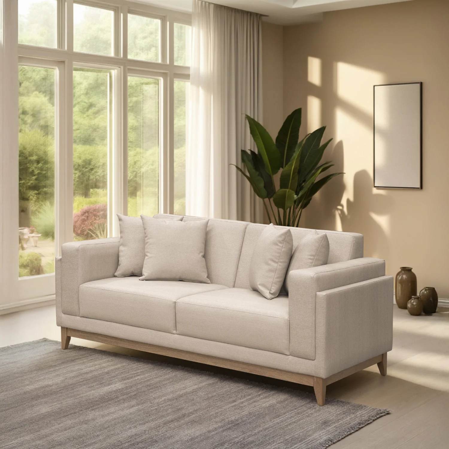 Sofá 2 Puestos Denise Eurolino Marbella Beige, Natural - Image 2