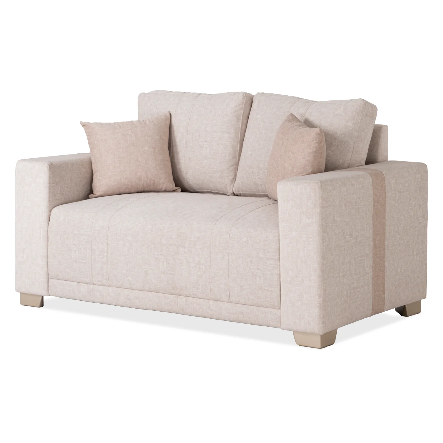 Sofá 2 Puestos Mark Velvet Idilio Beige, Champaña - Image 3