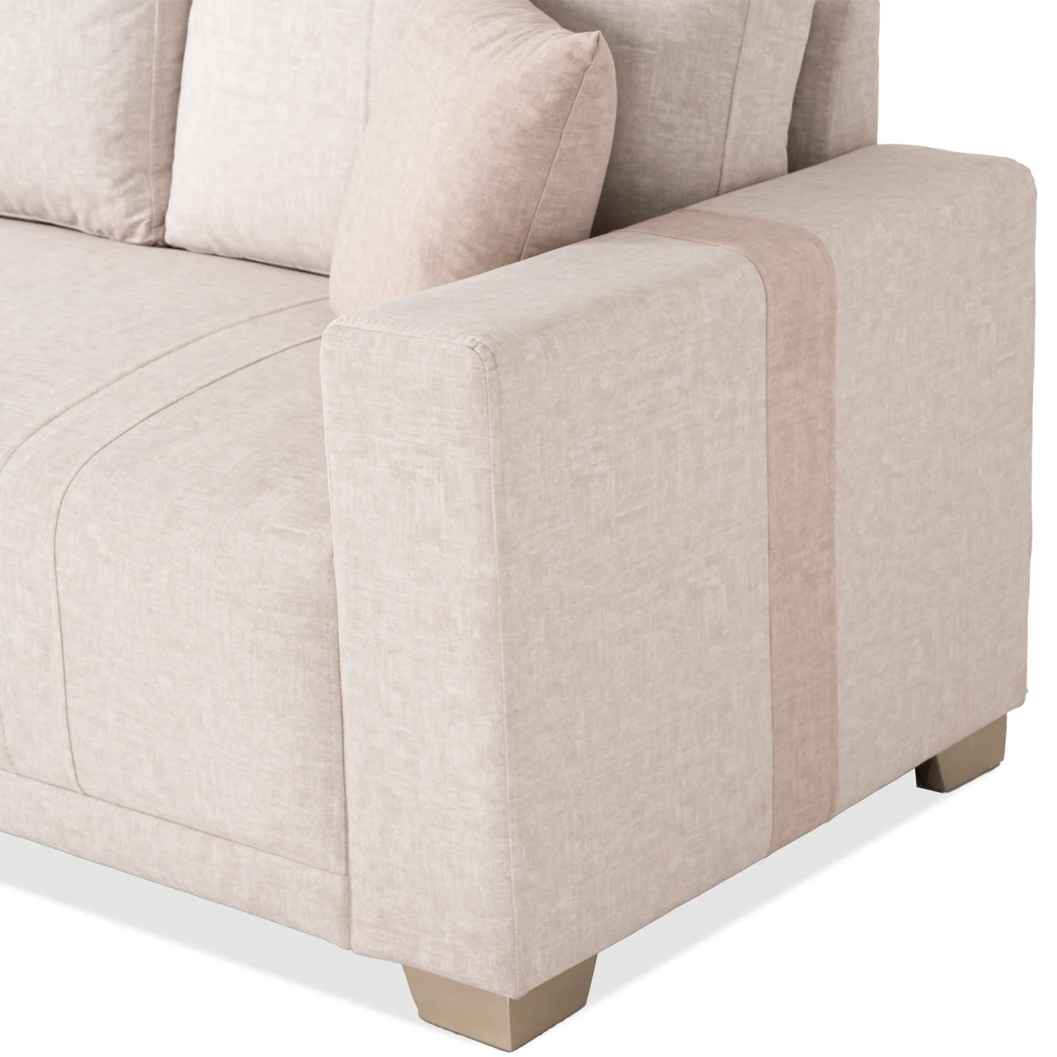 Sofá 2 Puestos Mark Velvet Idilio Beige, Champaña - Image 4