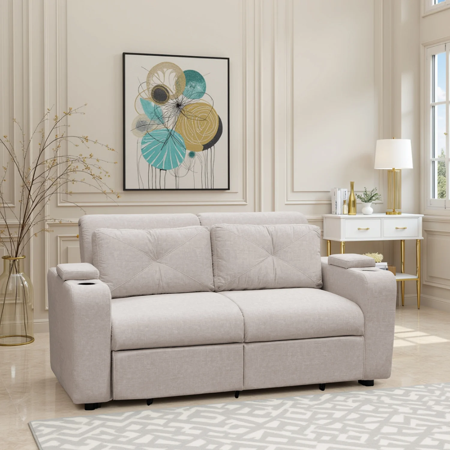 Sofá Cama Boston Velvet Idilio Beige - Image 2