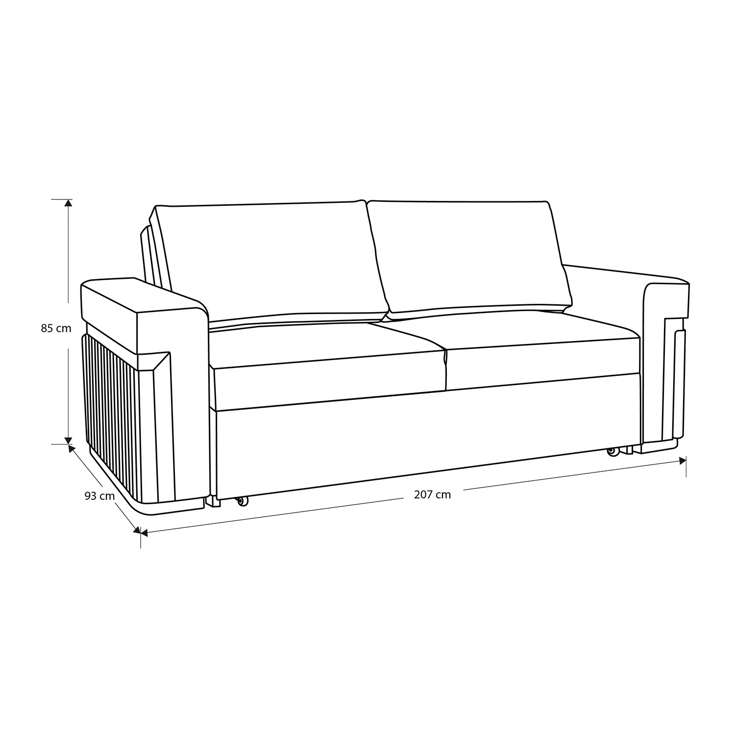 Sofá Cama Dante Velvet Siena Marfil, Champaña 2M Brazo Desmontable - Image 3