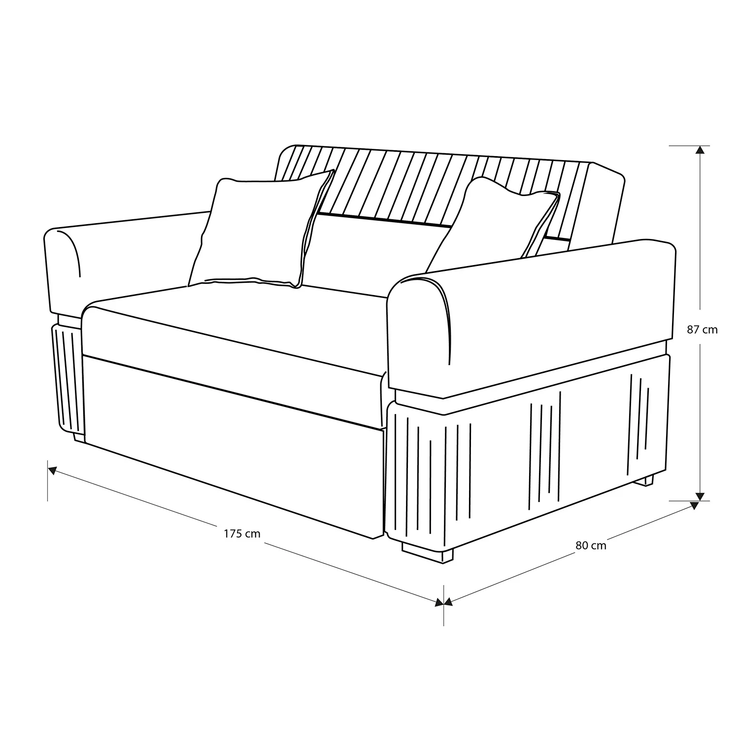 Sofá Cama Dhara Eurolino Blanco, Verona Beige, Champaña 175 cm Brazo Desmontable - Image 6