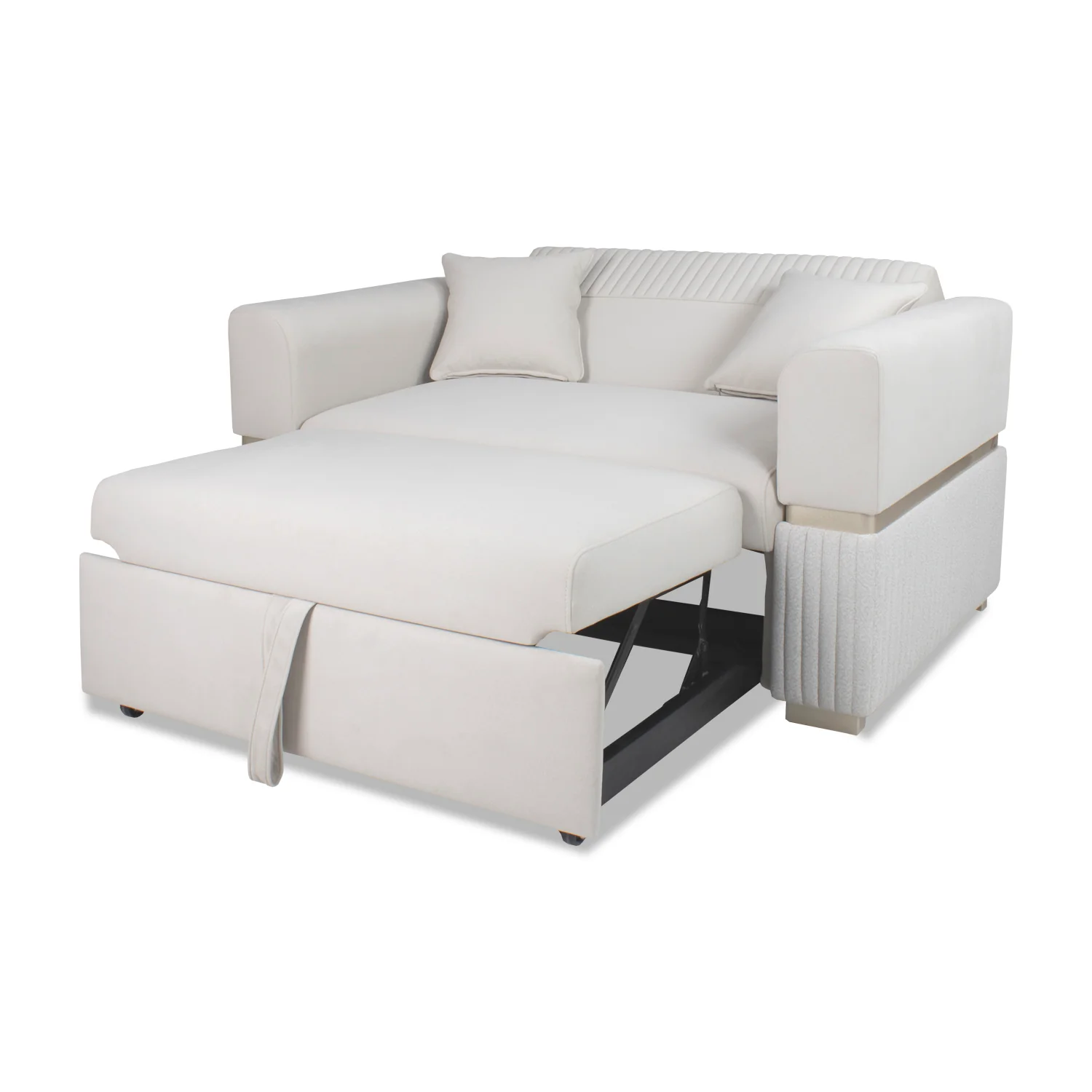 Sofá Cama Dhara Velvet Siena Marfil, Champaña 145 cm Brazo Desmontable - Image 4