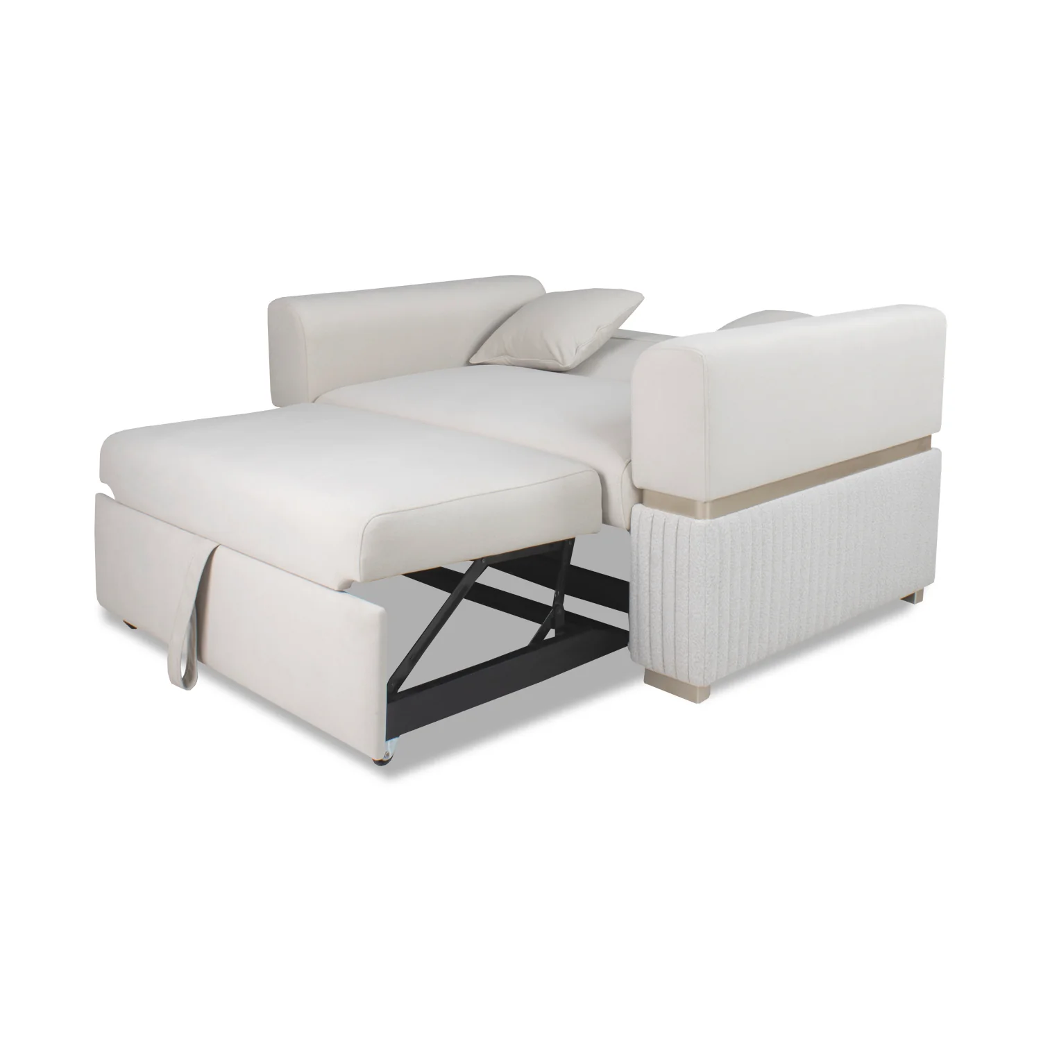 Sofá Cama Dhara Velvet Siena Marfil, Champaña 145 cm Brazo Desmontable - Image 5