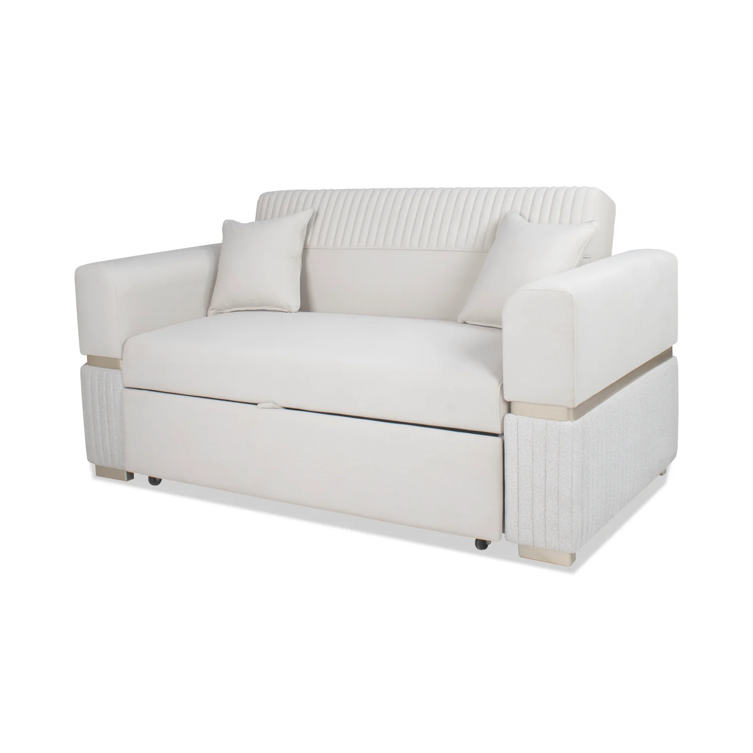Sofá Cama Dhara Velvet Siena Marfil, Champaña 175 cm Brazo Desmontable - Image 3