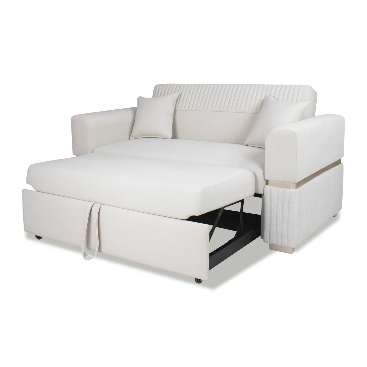 Sofá Cama Dhara Velvet Siena Marfil, Champaña 175 cm Brazo Desmontable - Image 4