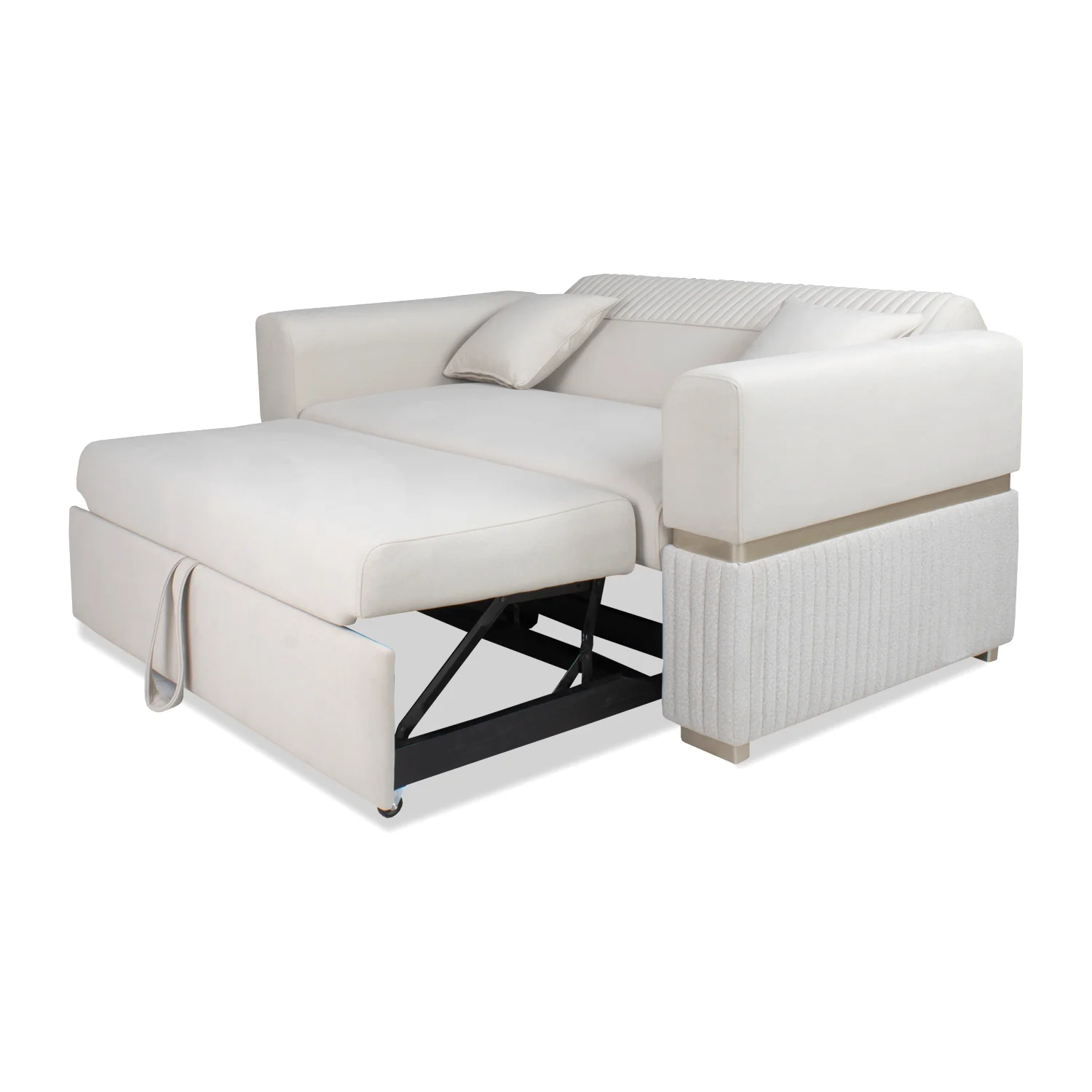 Sofá Cama Dhara Velvet Siena Marfil, Champaña 175 cm Brazo Desmontable - Image 5