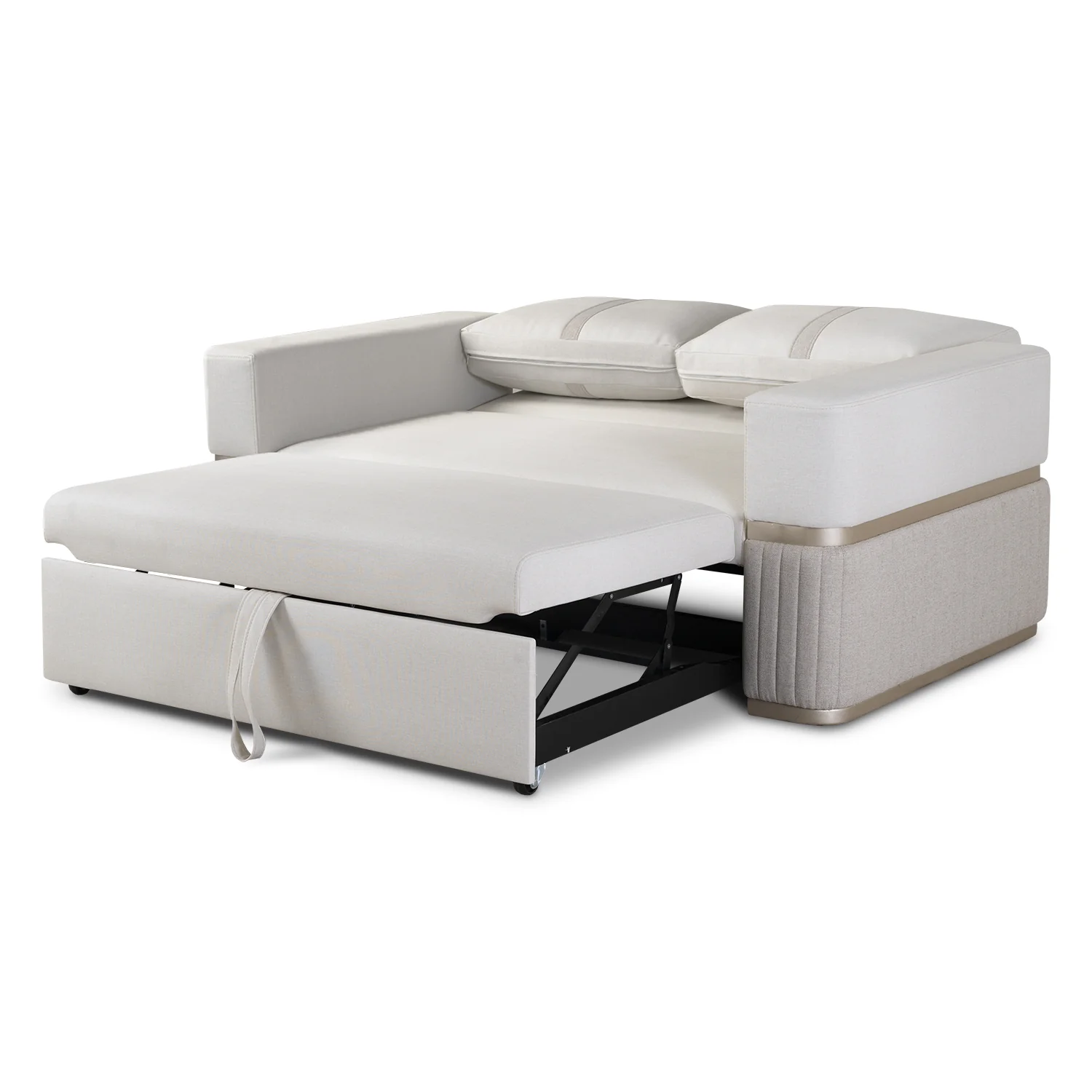 Sofá Cama Dior Eurolino Blanco, Champaña Brazo Desmontable - Image 4