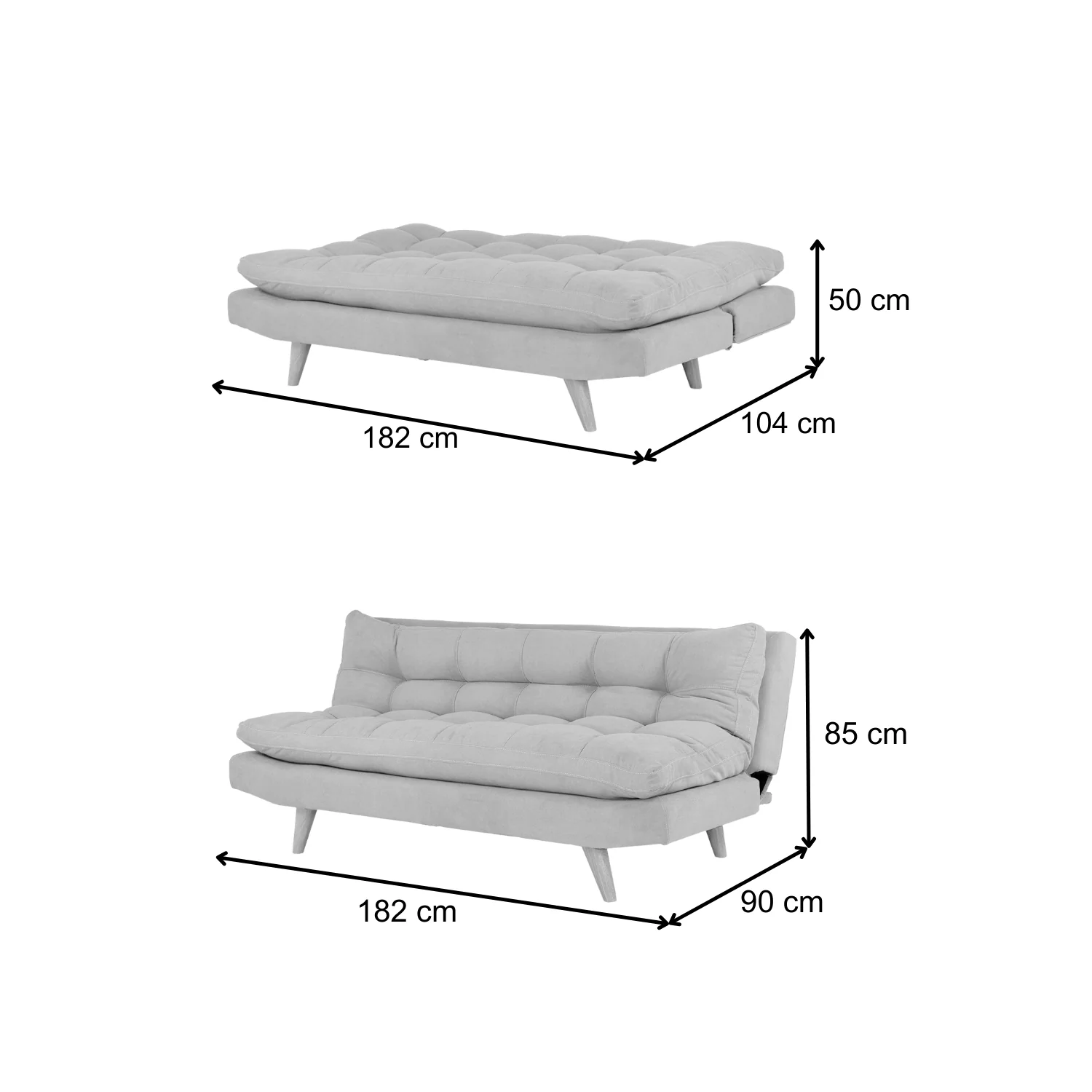 Sofá Cama Nix Microfibra Gris, Natural - Image 4