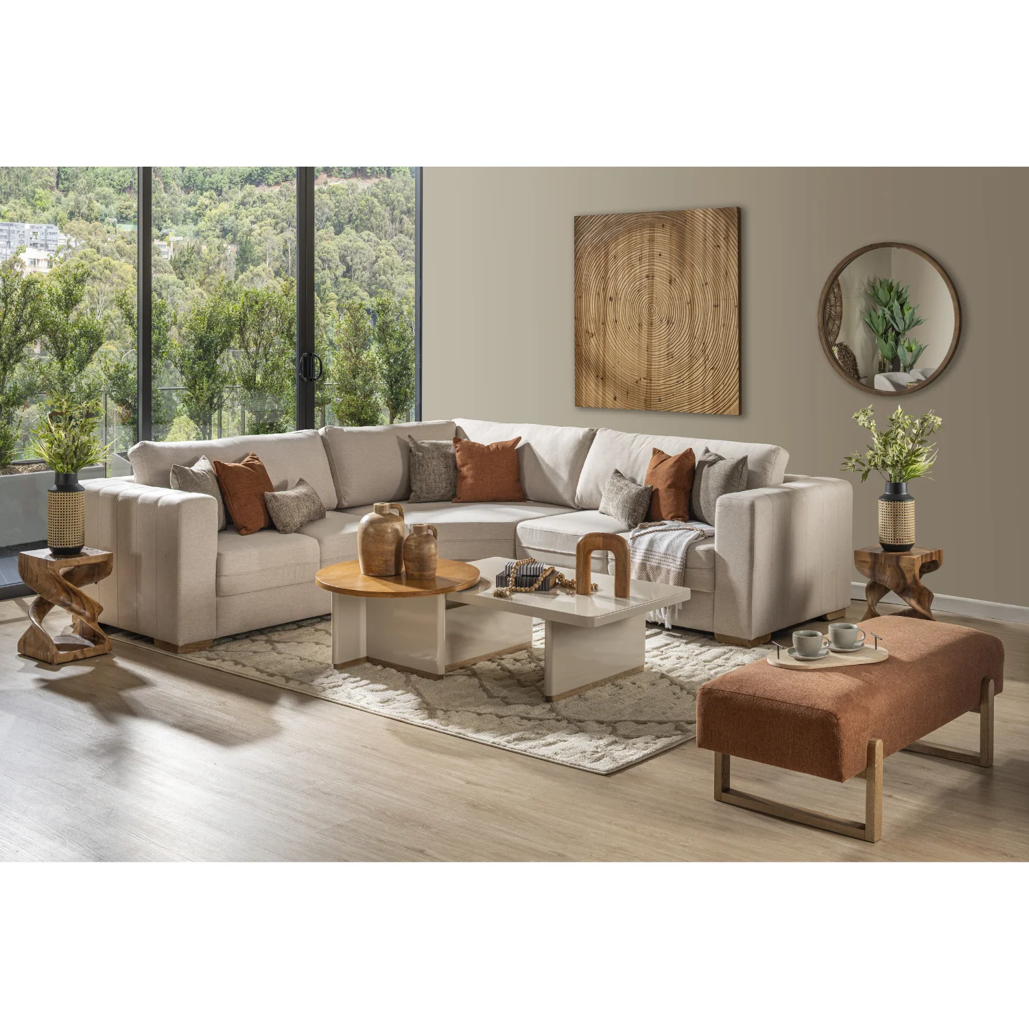 Sofá en L Ivory Lino Yorkhome Beige, Natural - Image 2