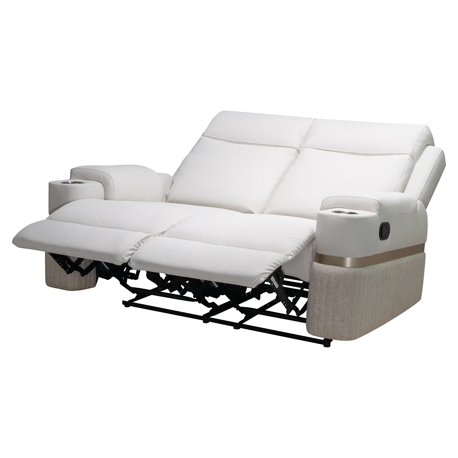 Sofá Reclinable 2 Puestos Dior Eurolino Blanco Puro, Champaña - Image 5