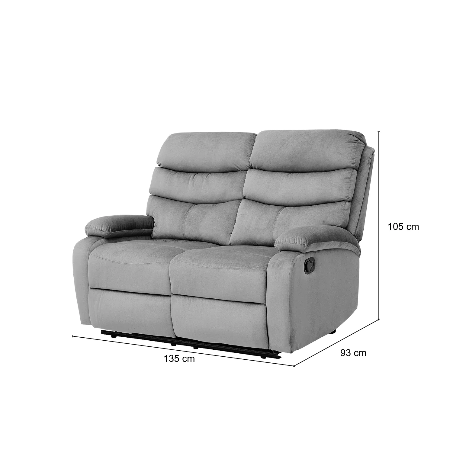 Sofá Reclinable 2 Puestos Foster Velvet Gris - Image 3