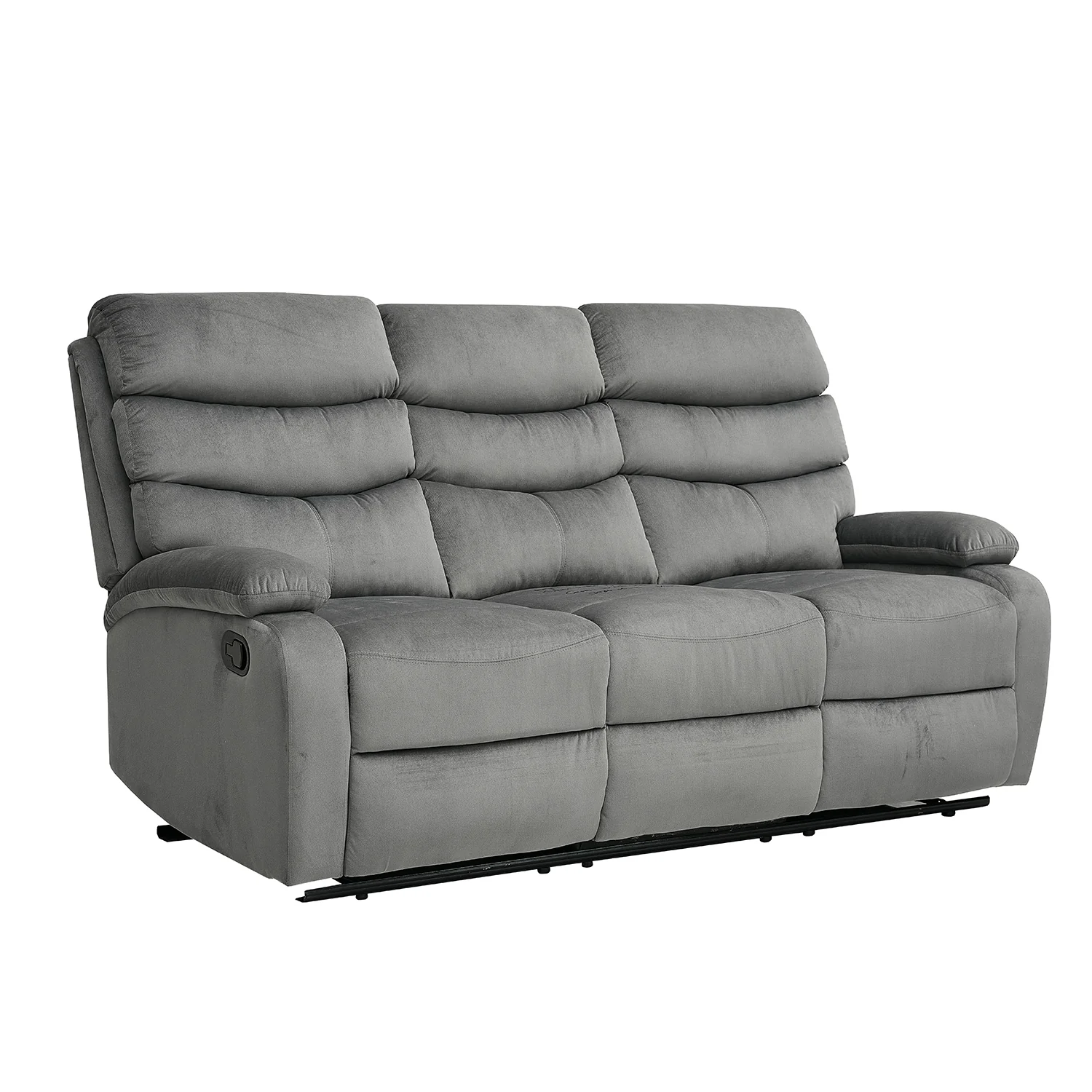 Sofá Reclinable 3 Puestos Foster Velvet Gris - Image 2