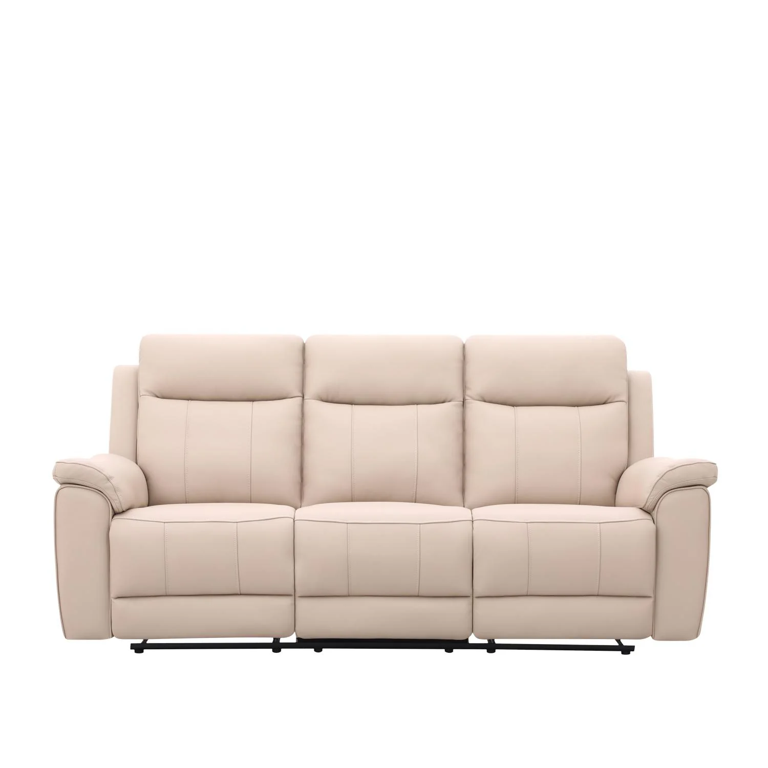 Sofá Reclinable 3 Puestos Lola Cuero Beige