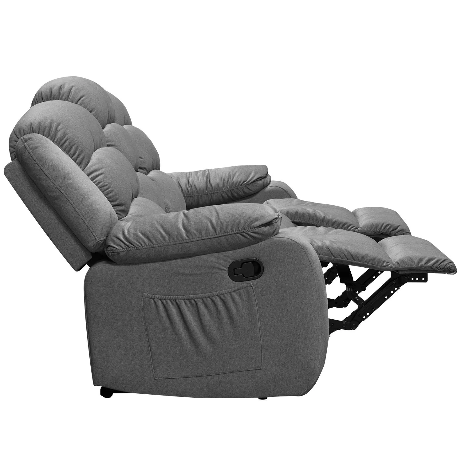 Sofa Reclinable Nico 3 Puestos Velvet Primada Gris - Image 5