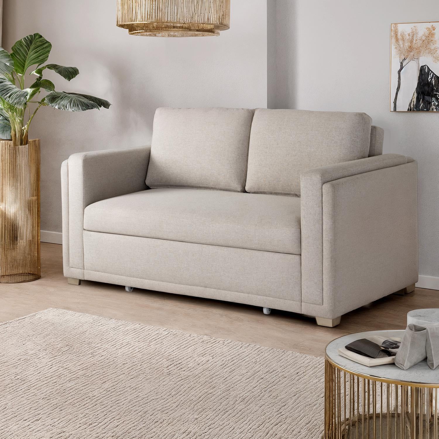 Sofacama Gala Lino Verona Beige, Champaña 1.50 - Image 2